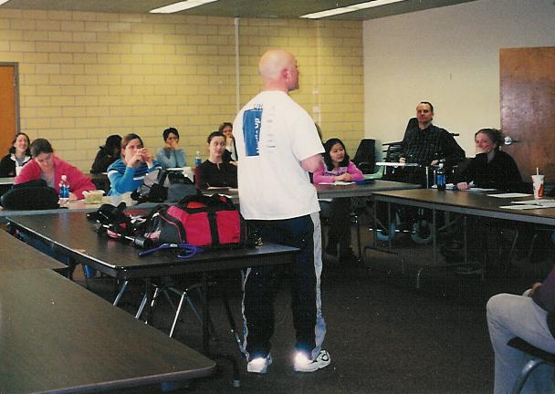 Clint Phillips teaching a personal training certification class at the University of Illinois at Chicago